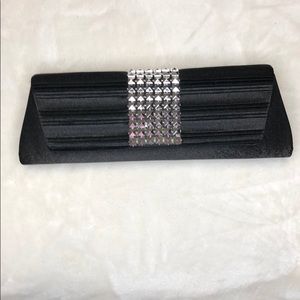 Clutch black with stub wraps around satin fashion
